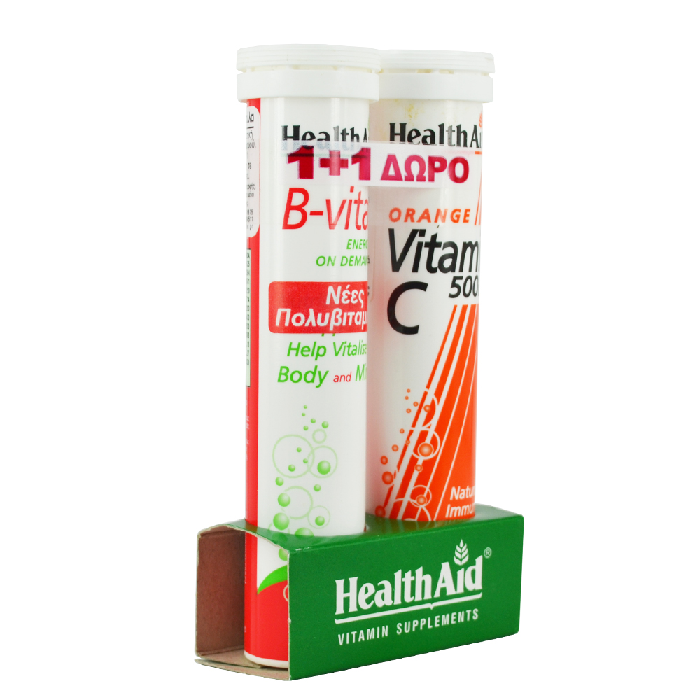 HEALTH AID B-Vital & 500mg Πορτοκάλι - 20 + 20 Tabs ΔΩΡΟ | Smile ...