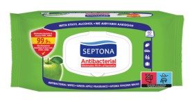 Septona Antibacterial Μαντηλάκια Πράσινο Μήλο 60 τ …