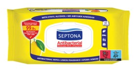 Septona Antibacterial Υγρά Μαντηλάκια Λεμόνι 60τμχ