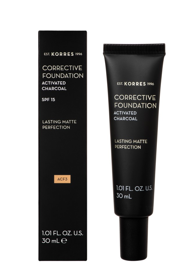 Korres Corrective Foundation SPF15 Activated Charcoal ACF3 Διορθωτικό Make-up ACF3 με Ενεργό Άνθρακα 30ml