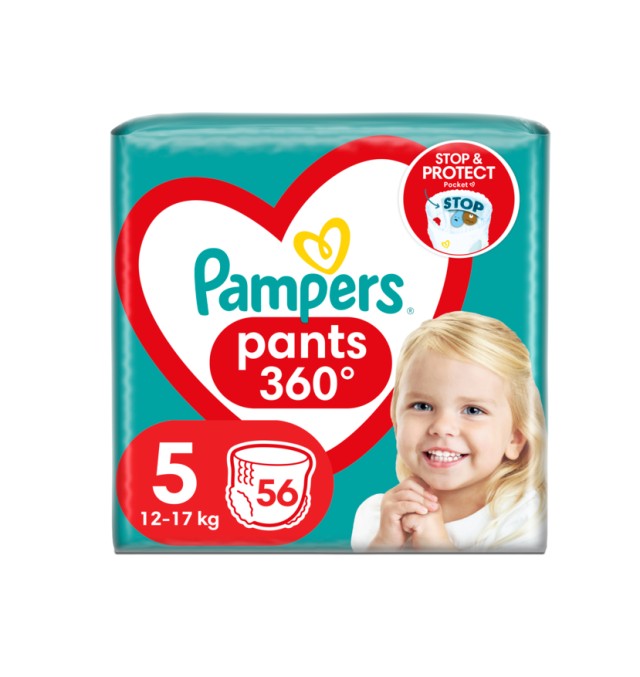 Pampers Pants 360° Βρεφικές Πάνες-Bρακάκι No5 (12kg-17kg) 56τεμ