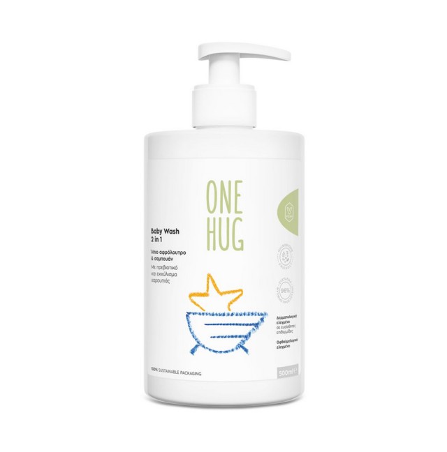 Vican One Hug Baby Wash 2 in 1 Ήπιο Βρεφικό Αφρόλουτρο & Σαμπουάν 500ml