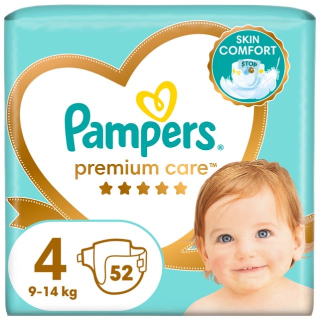 Pampers Premium Care Νο.4 (9-14 Kg) 52 Πάνες