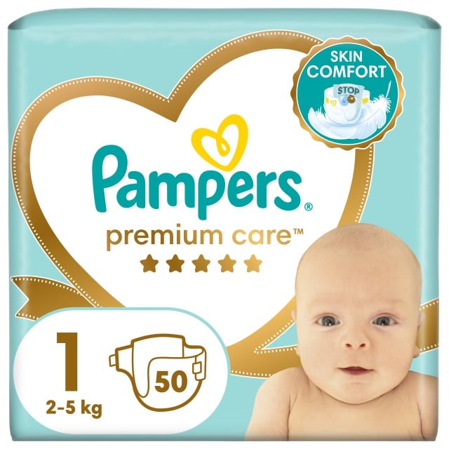 Pampers Premium Care Πάνες Μέγεθος 1 Newborn 2-5kg 50 Πάνες