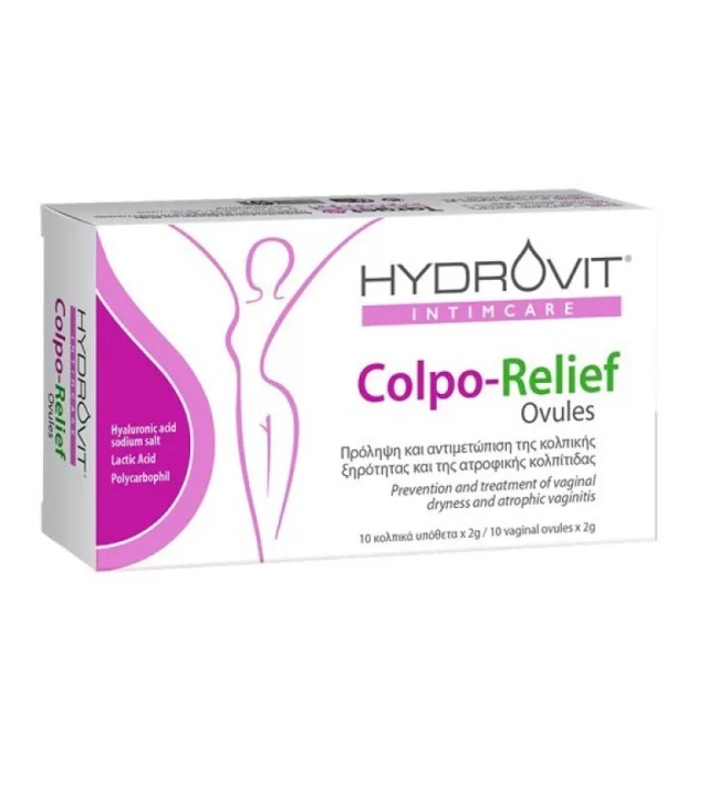 Hydrovit Intimcare Colpo-Relief Ovules Κολπικά Υπόθετα για Πρόληψη & Αντιμετώπιση της Κολπικής Ξηρότητας 10τμχ