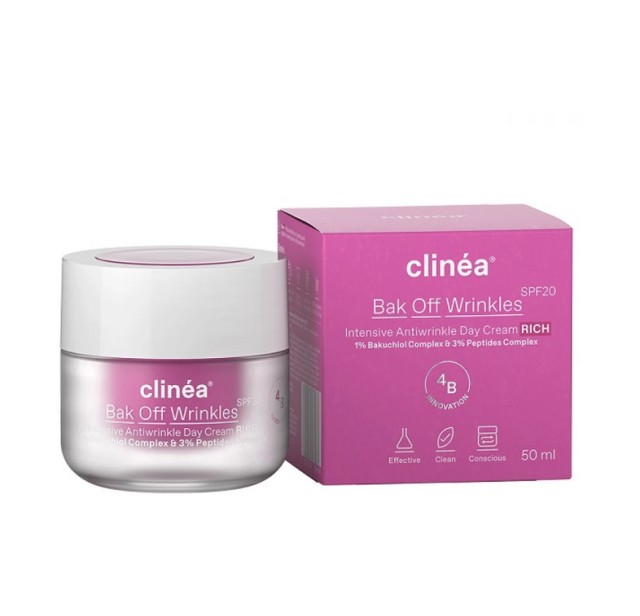 Clinea Bak Off Wrinkles Rich SPF20 Κρέμα Ημέρας Πλούσιας Υφής 50ml