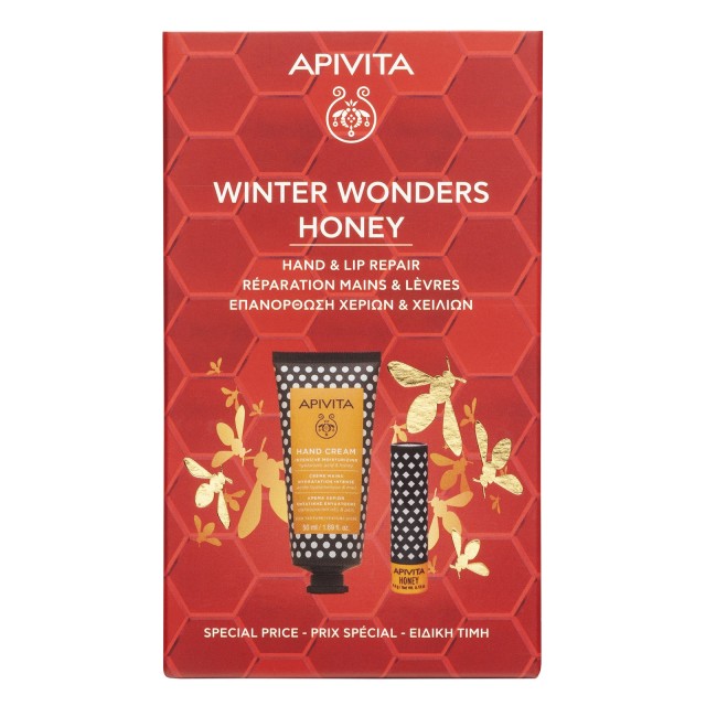 Apivita Set Winter Wonders Honey Κρέμα Χεριών Εντατικής Ενυδάτωσης 50ml & Lip Care Μέλι 4.4gr