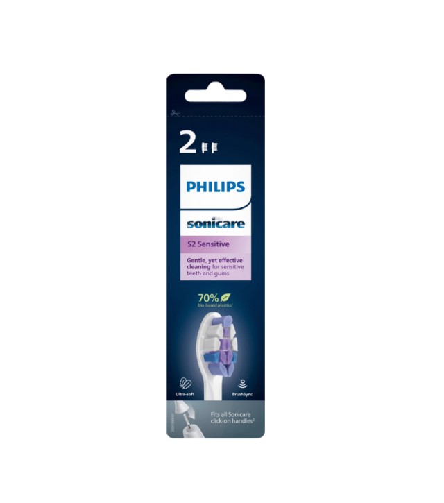 Philips Sonicare S2 Sensitive Ανταλλακτικές Κεφαλές Οδοντόβουρτσας 2τμχ HX6052/10