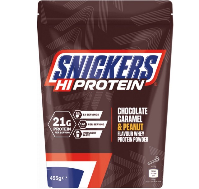 Snickers HIProtein Σκόνη Πρωτεΐνης με Γεύση Φυστίκι Καραμέλα & Σοκολάτα 455gr