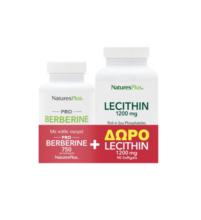 Nature's Plus Set Berberine 750mg 60caps + Δώρο Lecithin 1200mg 90softgels