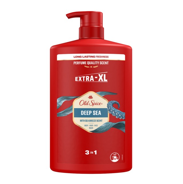 Old Spice Deep Sea 3in1 Shower & Shampoo Gel Ανδρικό Αφρόλουτρο Σαμπουάν σε Μορφή Gel για Σώμα Μαλλιά & Πρόσωπο 1000ml