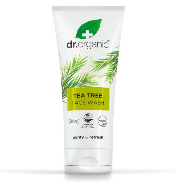 Dr.Organic Tea Tree Τζελ Καθαρισμού για το Πρόσωπο με Βιολογικό Τεϊόδεντρο 200ml