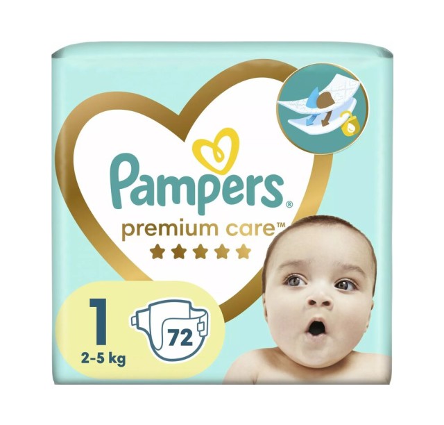 Pampers Premium Care Πάνες Μέγεθος 1 Newborn 2-5kg 72 Πάνες