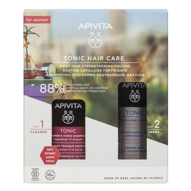 Apivita Set Women's Tonic Σαμπουάν 250ml & Women's Tonic Hair Loss Λοσιόν Κατά της Τριχόπτωσης 150ml