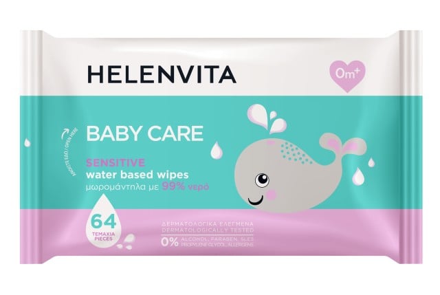 Helenvita Baby Care Sensitive Wipes Μωρομάντηλα 64τμχ