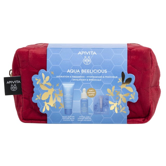 Apivita Set Aqua Beelicious Κρέμα-Gel Ενυδάτωσης Πλούσιας Υφής 40ml & Booster Αναζωογόνησης & Ενυδάτωσης 15ml & Δροσιστικό Gel Ενυδάτωσης Ματιών 1,5ml