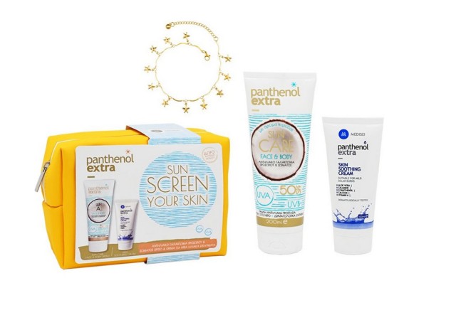 Medisei Panthenol Extra Set Sun Care Αντηλιακό Γαλάκτωμα Προσώπου-Σώματος SPF50 200ml & Κρέμα Για Ηλιακά Εγκαύματα 100ml & Δώρο Αλυσίδα Ποδιού 1τμχ