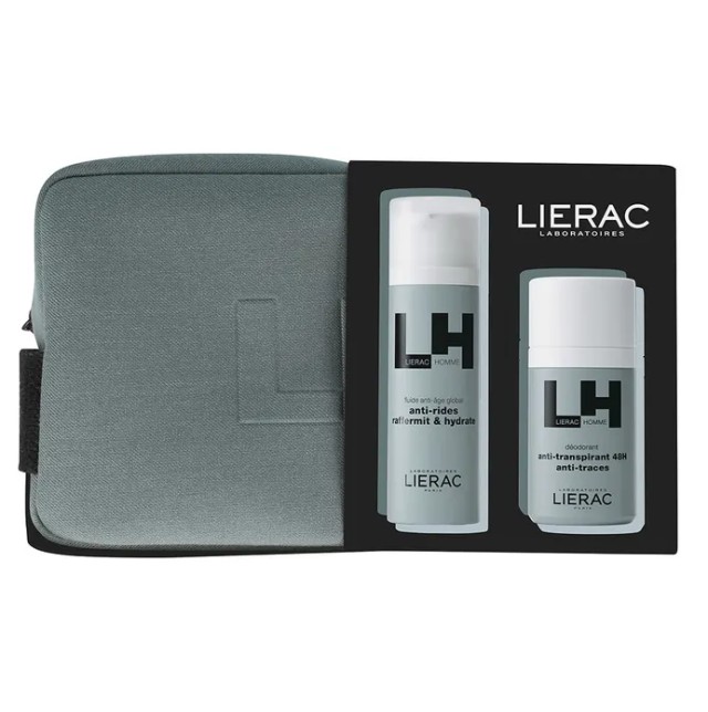 Lierac Set Homme Global Anti-Aging Fluid Αντιγηραντική Κρέμα Προσώπου 50ml, Ανδρικό Αποσμητικό 50ml & Δώρο Νεσεσέρ