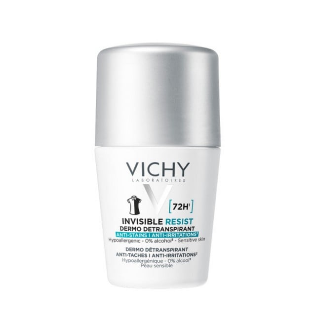 Vichy Invisible Resist 72H Αποσμητικό Roll-On Κατά των Σημαδιών & της Έντονης Εφίδρωσης 50ml