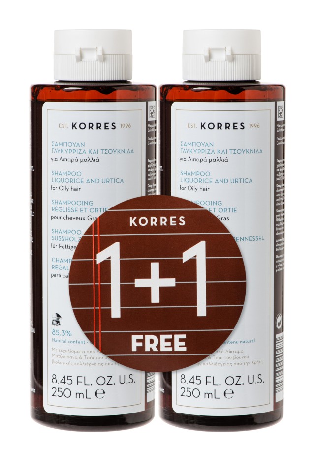 KORRES SHAMPOO ΓΛΥΚΥΡΡΙΖΑ  & ΤΣΟΥΚΝΙΔΑ, ΛΙΠΑΡΑ 250ML 1+1 ΠΡΟΣΦΟΡΑ