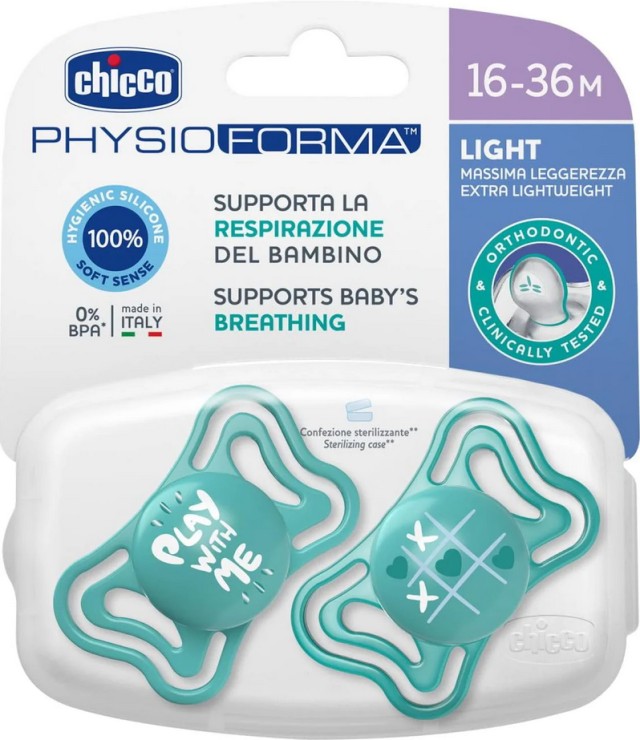 Chicco PhysioForma Light Πιπίλα Σιλικόνης Πράσινο 16-36m 2τμχ