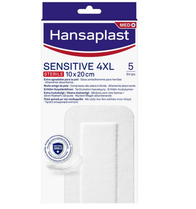 Hansaplast Sensitive Sterile 4XL Επιθέματα 10x20cm 5τμχ