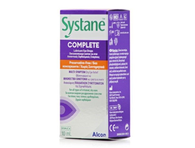 Alcon Systane Complete Λιπάντικες Οφθαλμικές Σταγόνες Χωρίς Συντηρητικά 10ml