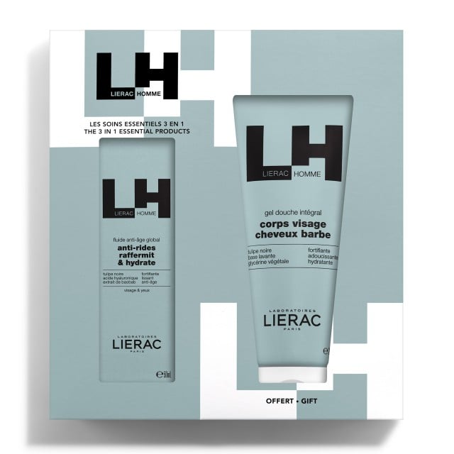 Lierac Homme Set Global Anti Aging Anti Wrinkles Firms Moisturizes Fluid Κρέμα Προσώπου με Αντιγηραντική & Αντιρυτιδική Δράση 50ml + Δώρο All Over Shower Gel Αφρόλουτρο Σαμπουάν 200ml