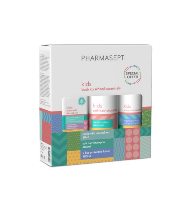 Pharmasept Set Back to School με Kid Soft Hair Shampoo Παιδικό Σαμπουάν 400ml + X-Lice Protective Lotion Αντιφθειρική Λοσιόν 100ml + Kids Extra Mild Deo Roll-On Αποσμητικό για Παιδιά 50ml