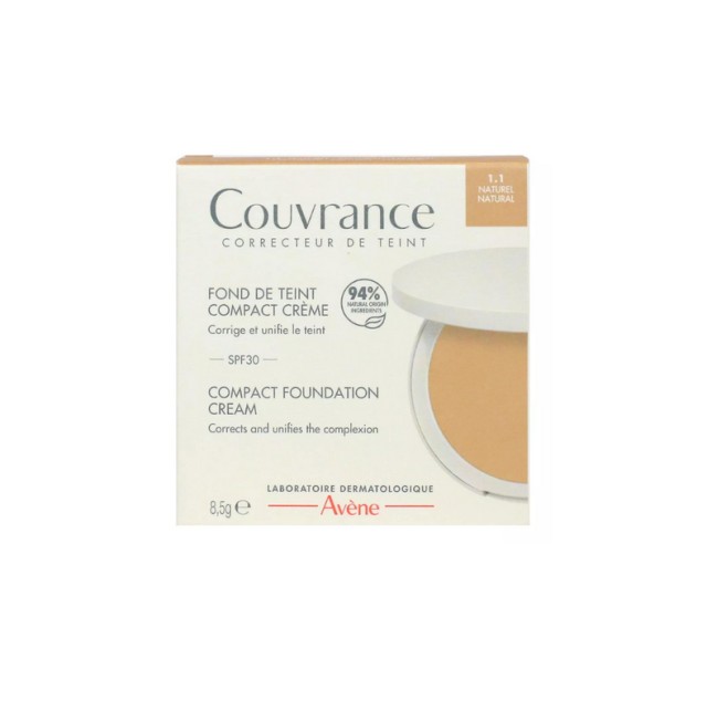 Avene Couvrance Compact Foundation Cream SPF30 με Κρεμώδη Υφή 1.1 Natural 8.5gr