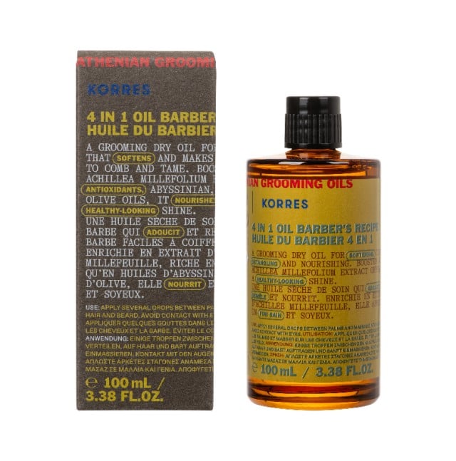 Korres Athenian Grooming 4 in 1 Oil Barber's Recipe Ξηρό Λάδι για Μαλλιά & Γένια 100ml