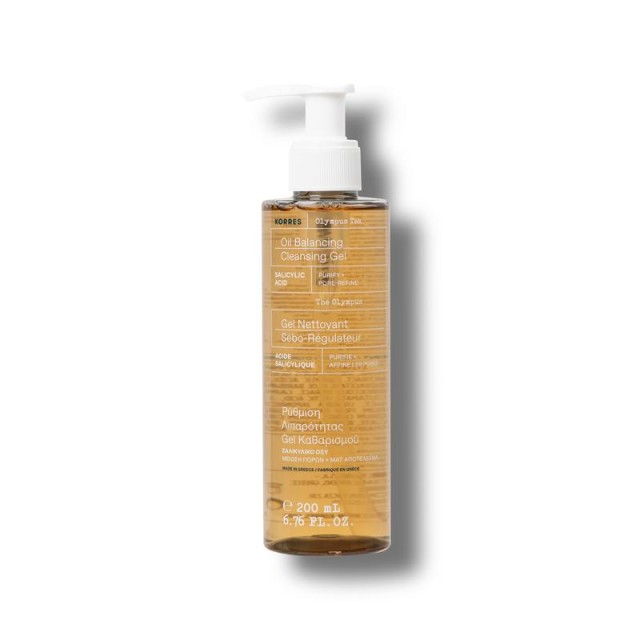 Korres Olympus Tea Oil Balancing Cleansing Gel Τζελ Καθαρισμού & Ρύθμισης της Λιπαρότητας 200ml