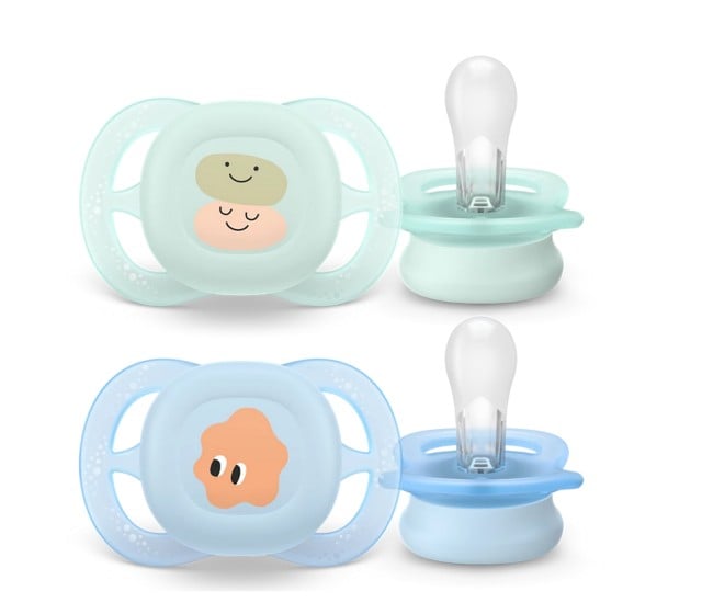 Avent Ultra Start Soft SCF075/04 Ορθοδοντικές Πιπίλες Σιλικόνης 0-2m Πράσινο - Γαλάζιο 2τμχ