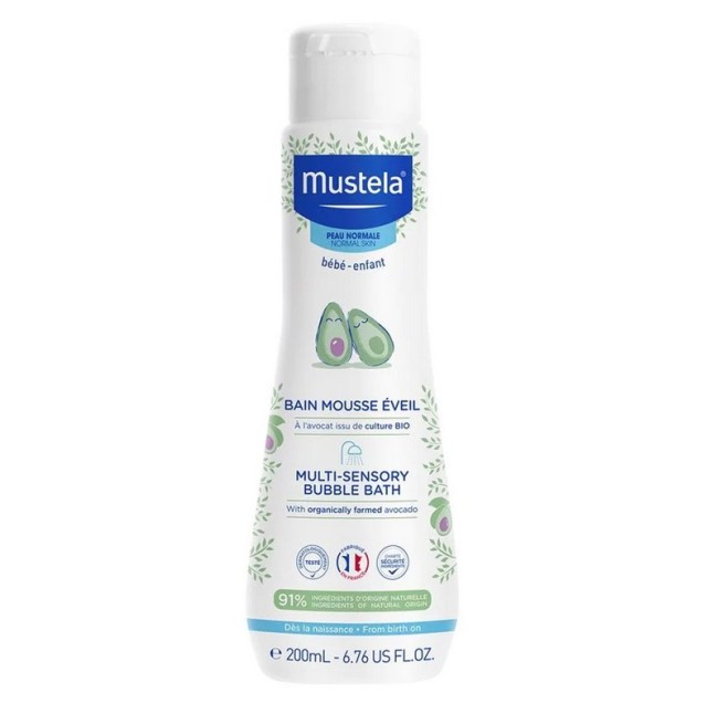 Mustela Multi-Sensory Bubble Bath Τονωτικό Αφρόλουτρο με Βιολογικό Αβοκάντο 200ml