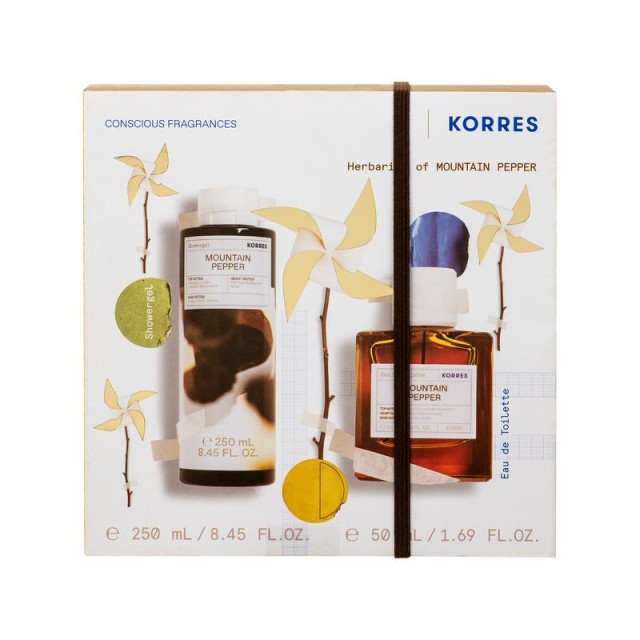 Korres Set Herbarium of Mountain Pepper Αφρόλουτρο 250ml + Mountain Pepper Eau De Toilette Ανδρικό Άρωμα 50ml