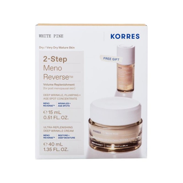 Korres Set 2-Step White Pine Λευκή Πεύκη Κρέμα Ημέρας για Αναπλήρωση Όγκου για Ξηρές - Αφυδατωμένες Επιδερμίδες 40ml + Δώρο Λευκή Πεύκη Ορός Προσώπου για Αναπλήρωση Όγκου 15ml