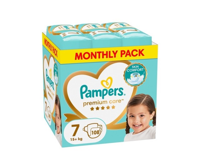 Pampers Premium Care Πάνες Monthly Pack Μέγεθος No7 15+kg 108 Πάνες