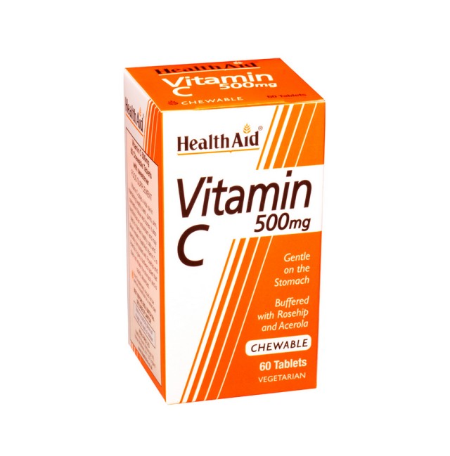 HEALTH AID VITAMIN C 500MG CHEWABLE ORANGE FLAVOUR TABLETS 60'S