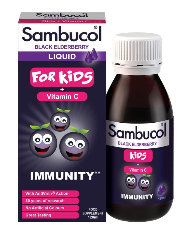 Sambucol Black Elderberry For Kids + Vitamin C Παιδικό Σιρόπι για την Ενίσχυση του Ανοσοποιητικού 120ml