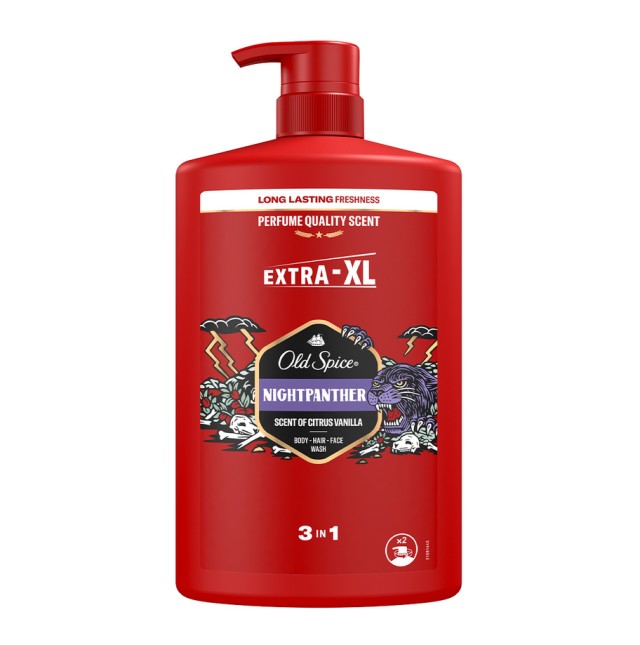 Old Spice Nightpanther 3in1 Shower & Shampoo Gel Ανδρικό Αφρόλουτρο Σαμπουάν σε Μορφή Gel για Σώμα Μαλλιά & Πρόσωπο 1000ml