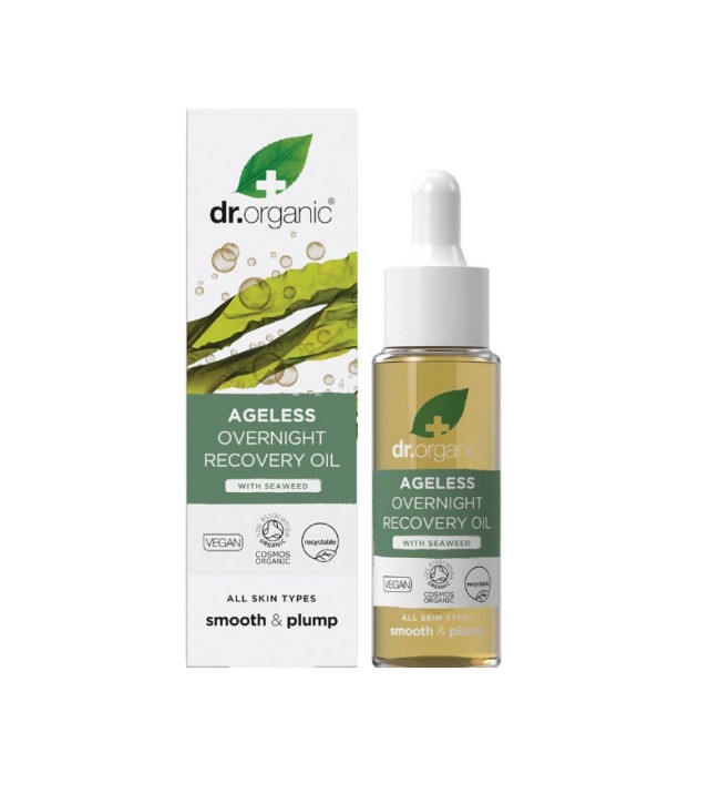 Dr.Organic Ageless Overnight Recovery Oil with Seaweed Επανορθωτικό Έλαιο Περιποίησης Προσώπου Νυκτός με Φύκι 30ml