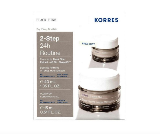 Korres Set 2-Step 24h Routine Black Pine Μαύρη Πεύκη 4D Κρέμα Ημέρας Σύσφιξης για Ξηρές & Πολύ Ξηρές Επιδερμίδες 40ml + Δώρο Black Pine 4D Κρέμα Νυκτός για Σύσφιξη 15ml