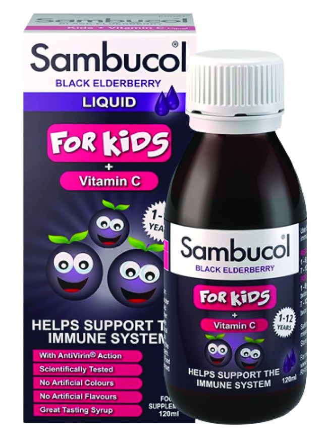 Sambucol Black Elderberry For Kids + Vitamin C Παιδικό Σιρόπι για την Ενίσχυση του Ανοσοποιητικού 120ml